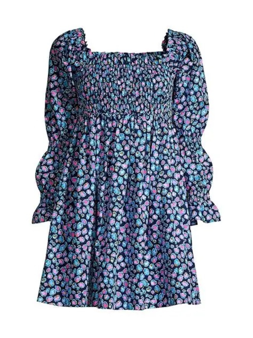 Lilly Pulitzer Beyonca Babydoll Blue Floral Smocked Mini Dress